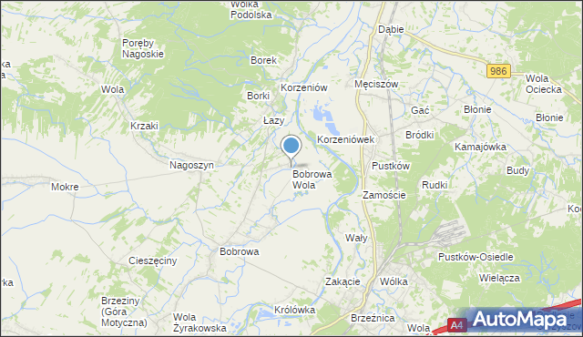 mapa Bobrowa Wola, Bobrowa Wola na mapie Targeo